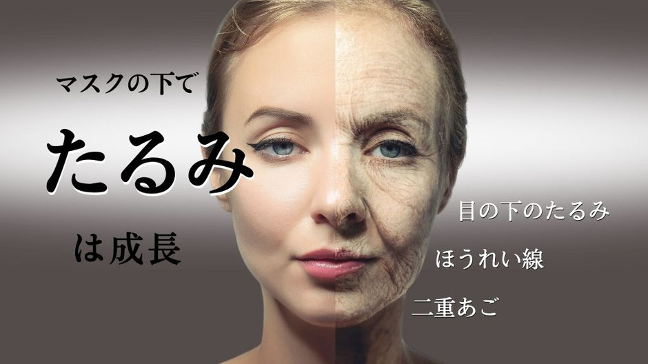 マスクの下で成長する顔のたるみ