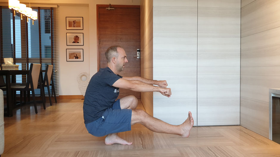 The single leg squat is exactly the same as a normal squat but you just do it on one leg. That's your entire body weight on one leg. DO NOT TRY THIS AT HOME ON YOUR OWN.