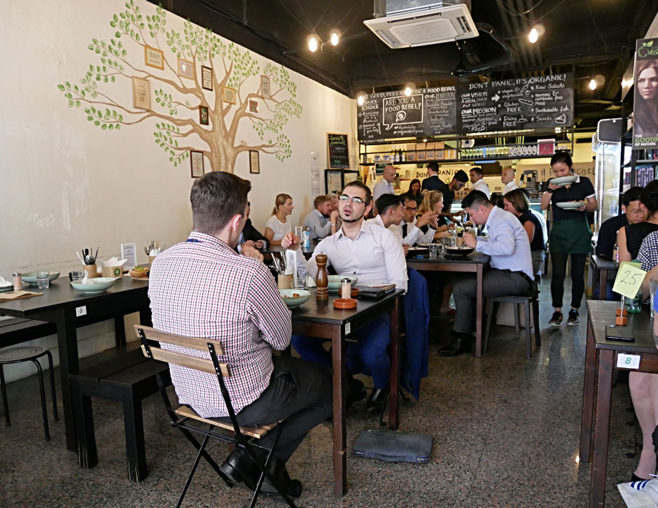 The interior of Kitchen by Food Rebel on a busy Friday lunch