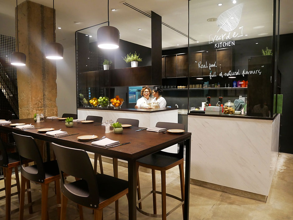 Interior of Verde Kitchen at Hilton Hotel Singapore