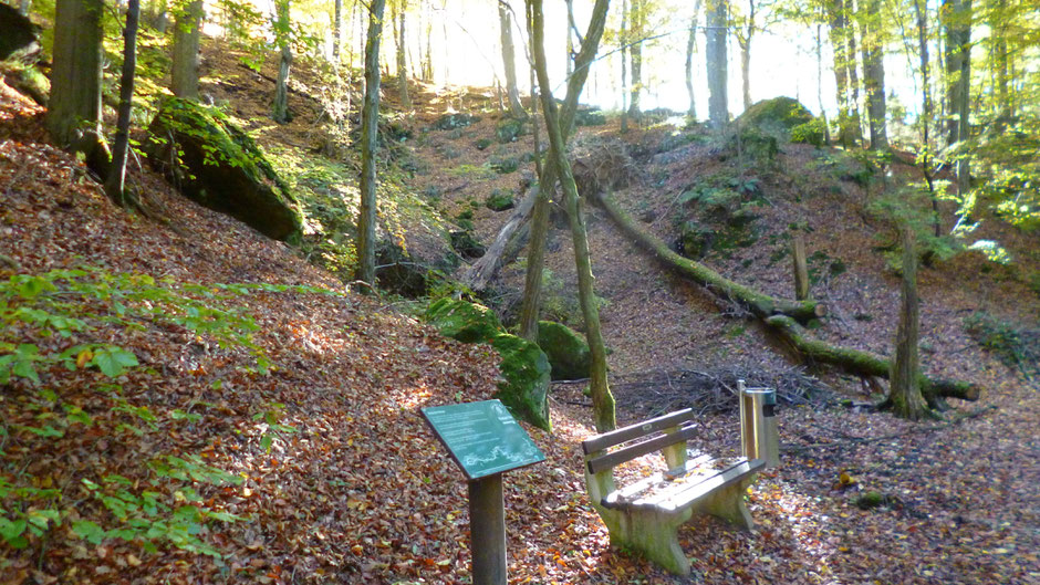 Auf dem Jean-Paul-Weg, Stationstafel 136 "Krieg dem Kriege" im Salamandertal