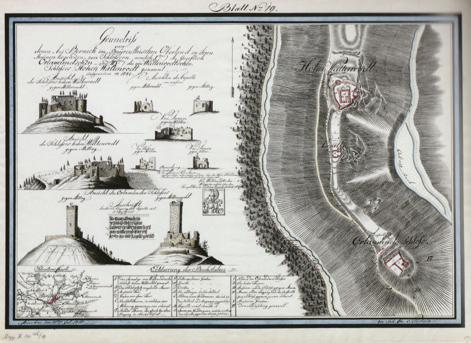Auf dem Jean-Paul-Weg – Bild auf der 15. Tafel »Landschaft zu Jean Pauls Zeiten« im Kurpark von Bad Berneck