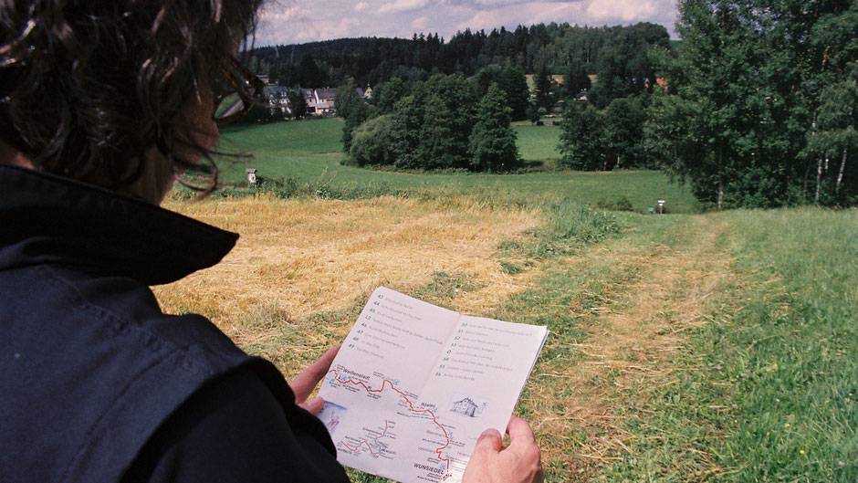 Auf dem Jean-Paul-Weg, kurz vor Röslau verlieren wir ein bisschen den Weg