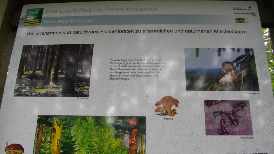 Eine Tafel des Eger-Naturlehrpfades: „Eine Landschaft mit Gebrauchsspuren“