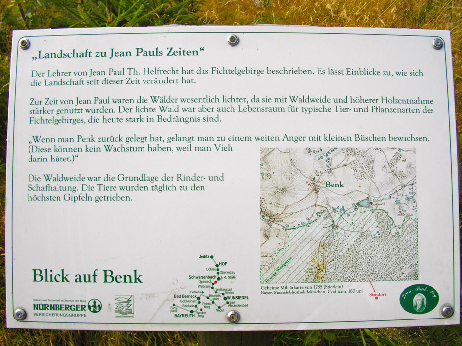 Auf dem Jean-Paul-Weg, 1. Tafel Landschaft zu Jean Pauls Zeiten "Blick auf Benk"