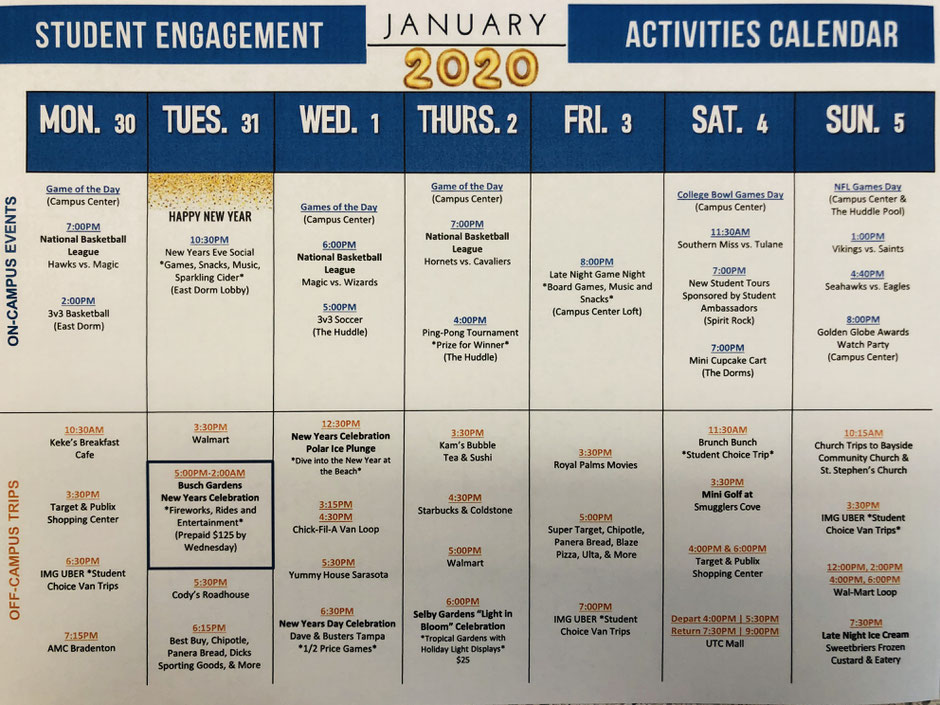Activity calendar