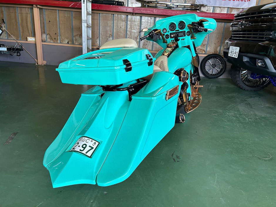 カスタムペイントハーレー,ティファニーブルー,ウォーリアーズ、ハーレーバガーキット