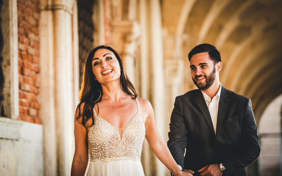 bridal and groom in venice