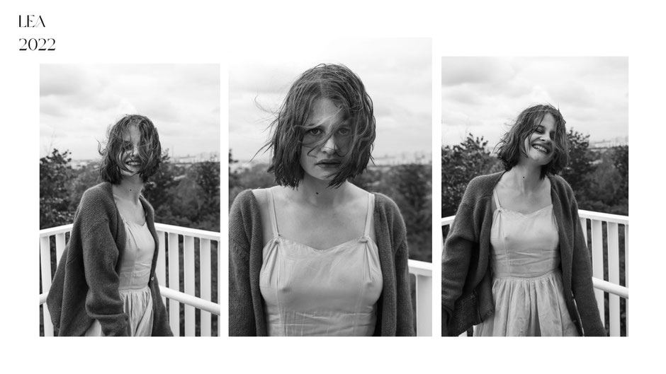 Malina Bura fotografiert eine junge Frau mit verwehtem Haar und charakteristischem Blick in Berlin Marzahn – melancholische Outdoor-Portraitfotografie