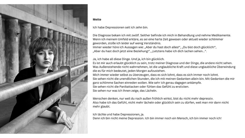 Ausdrucksstarkes Schwarz-weiß Portrait für die Ausstellung über Depressionen von Fotografin Malina Bura