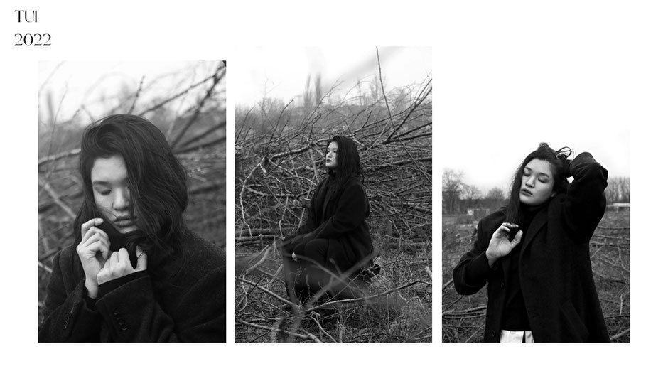 Fotografin Malina Bura portraitiert eine junge asiatische Frau in der Natur in Berlin - melancholischer Stil