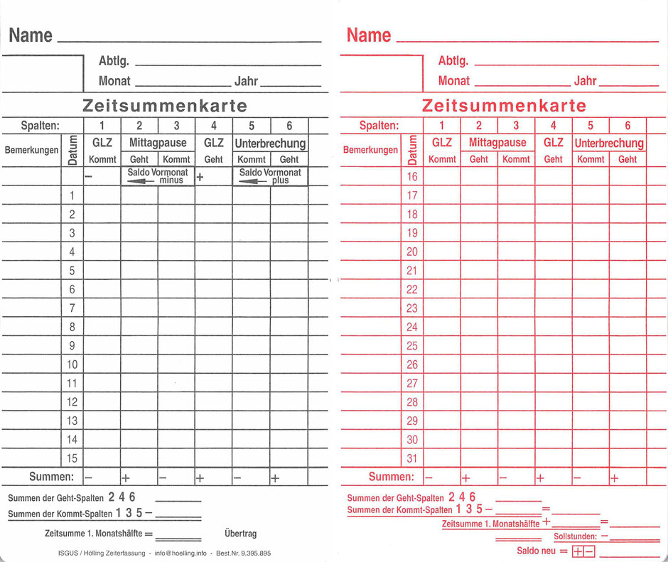 ISGUS Zeitsummenkarte - www.hoelling.info