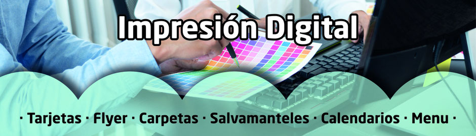 Impresión Digital · Tarjetas · Flyer · Carpetas · Menu · Calendarios · en Tenerife y en todas Canarias