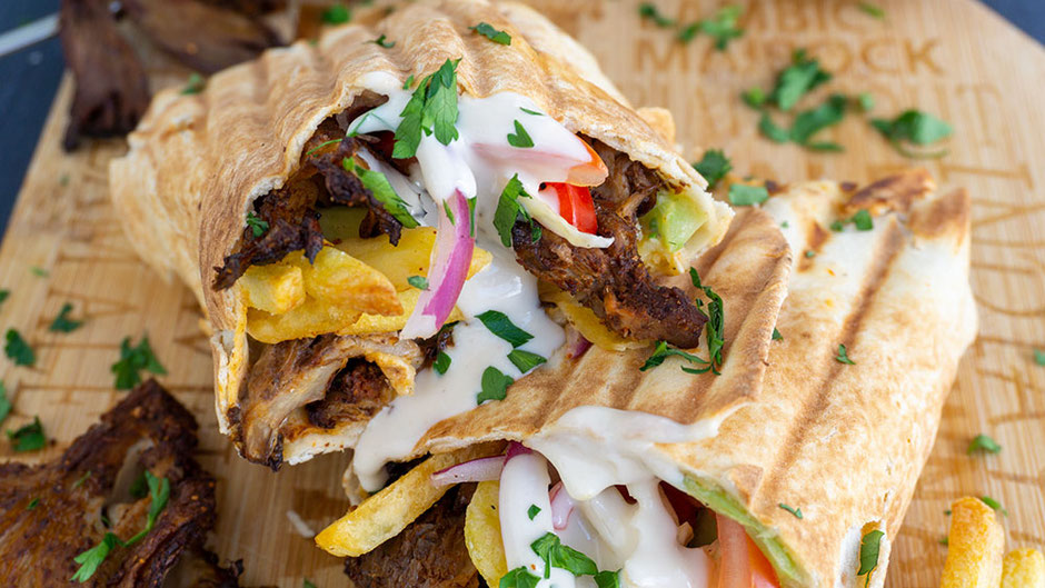 Pilz-Shawarma-Rolle vegan