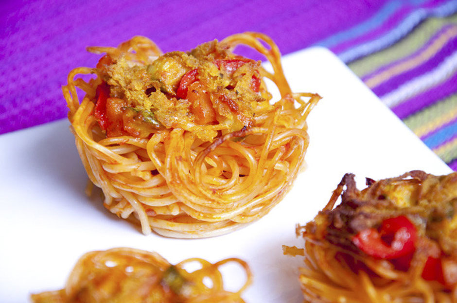 Spaghetti-Nester Muffin-Nudelnester vegan