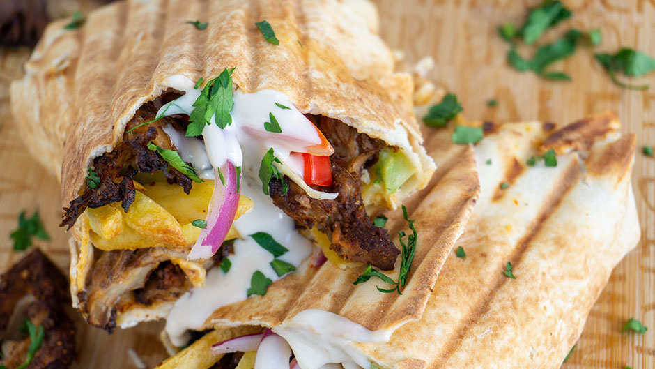 Pilz-Shawarma-Rolle vegan