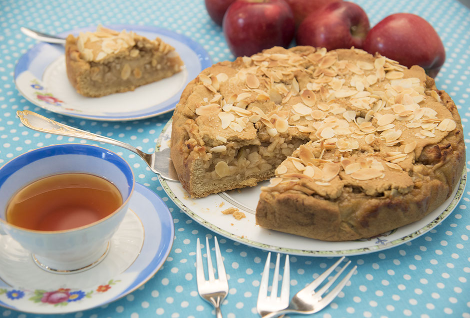 Gedeckter Apfelkuchen, vegan