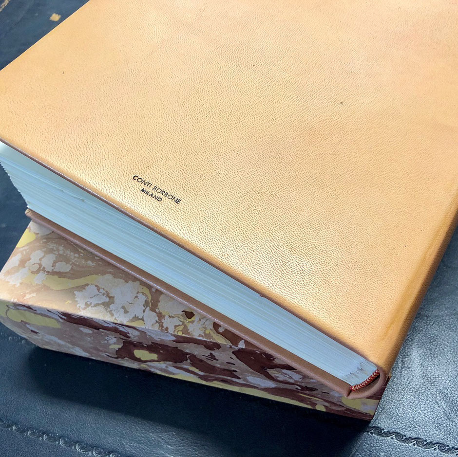 Leather Cracco restaurant wine list by Conti Borbone
