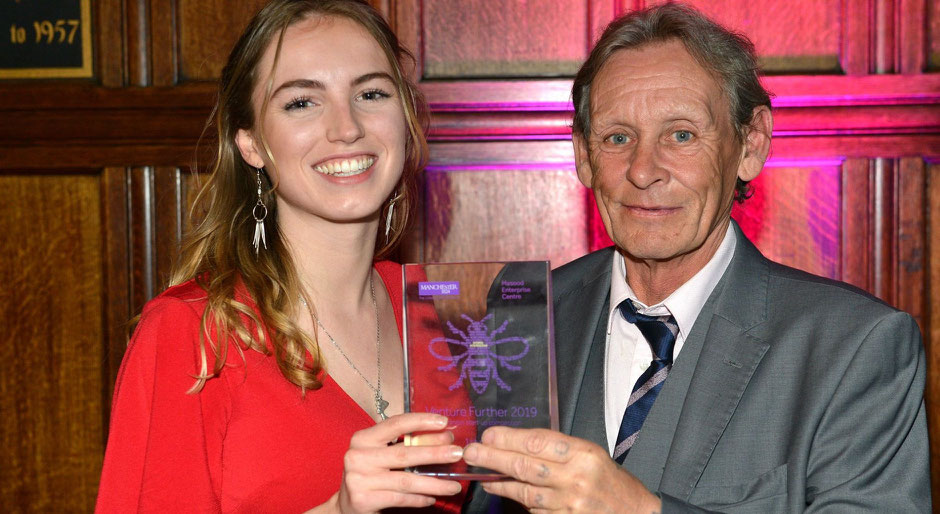 Alice Sparks and tour guide Danny after receiving the Masood Enterprise Centre Venture Start Up price on May 8th, 2019.