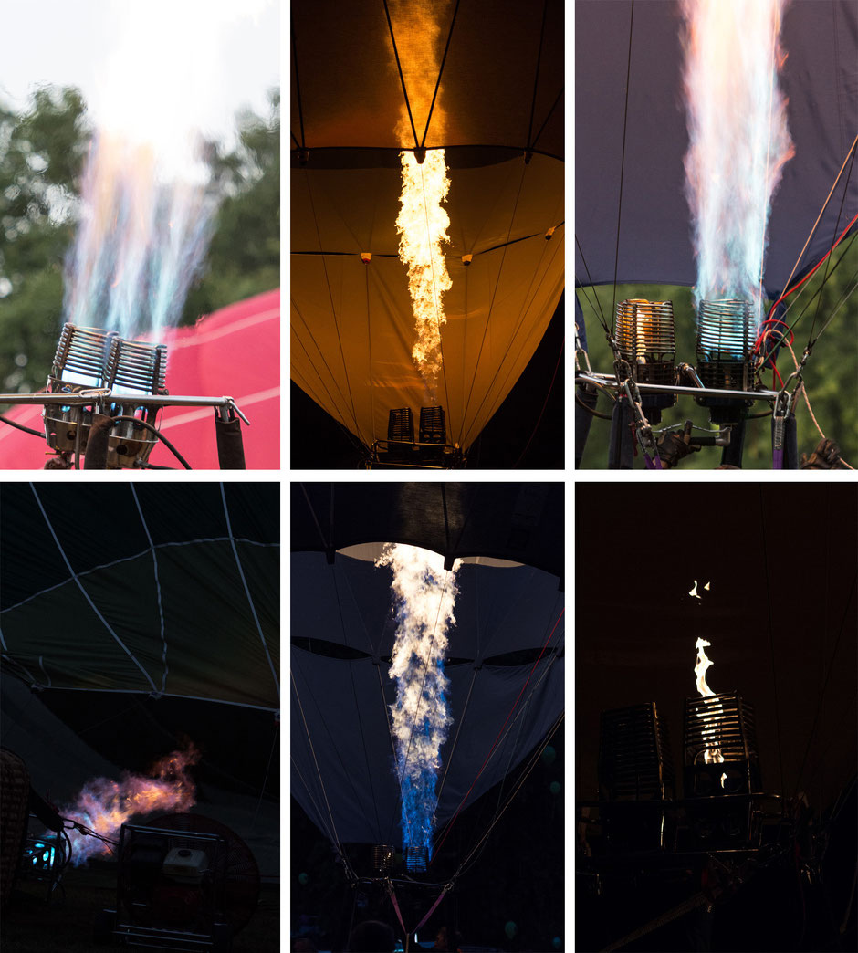 Die Brenner werfen interessante Flammenbilder