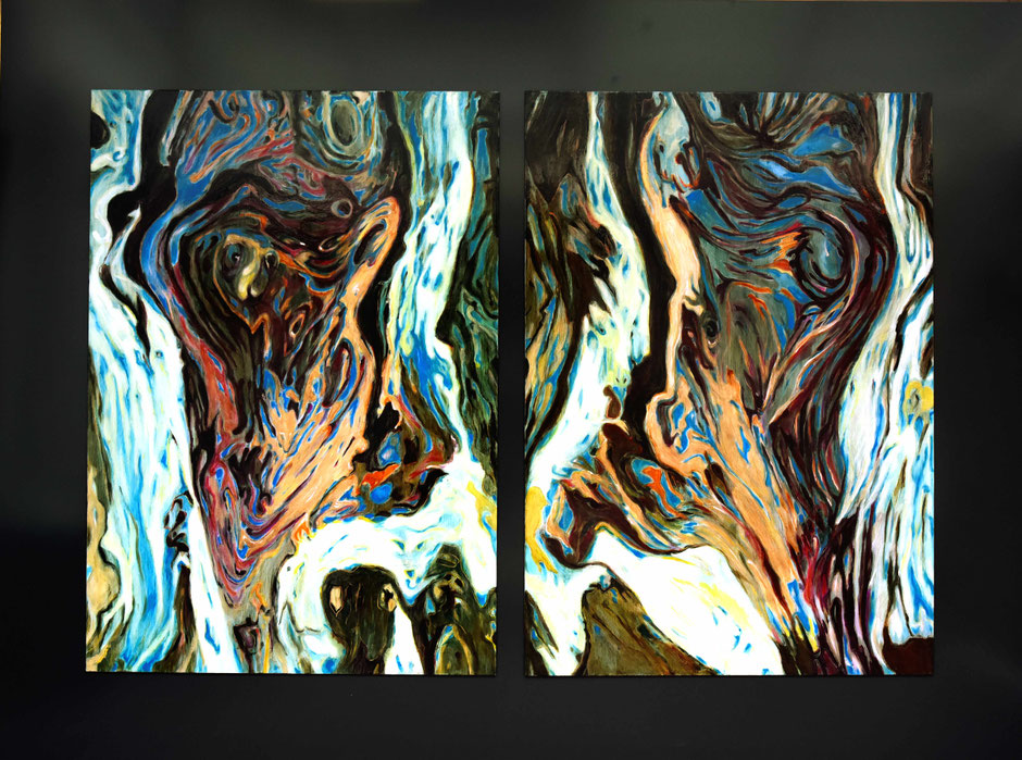 Diptychon; marble; inspiration; Putin and Trump;