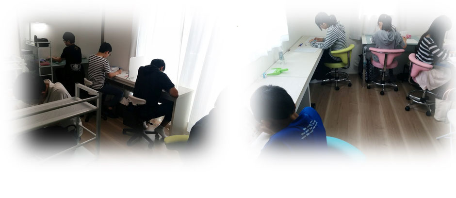 茨城県つくば市研究学園の２４時間３６５日自習室で勉強している生徒たち