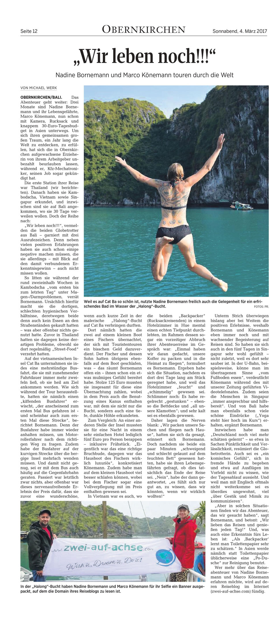 Halong Bay, Vietnam, Backpacker, Weltreise, Zwei auf Achse, Schaumburger Nachrichten, Banner,