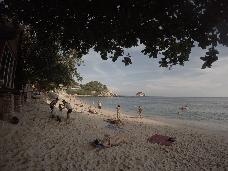 Ko Tao, Shark-Bay, Strand, Thailand, Thailand 2016. Zwei auf Achse, Meer, Beach, Palmen