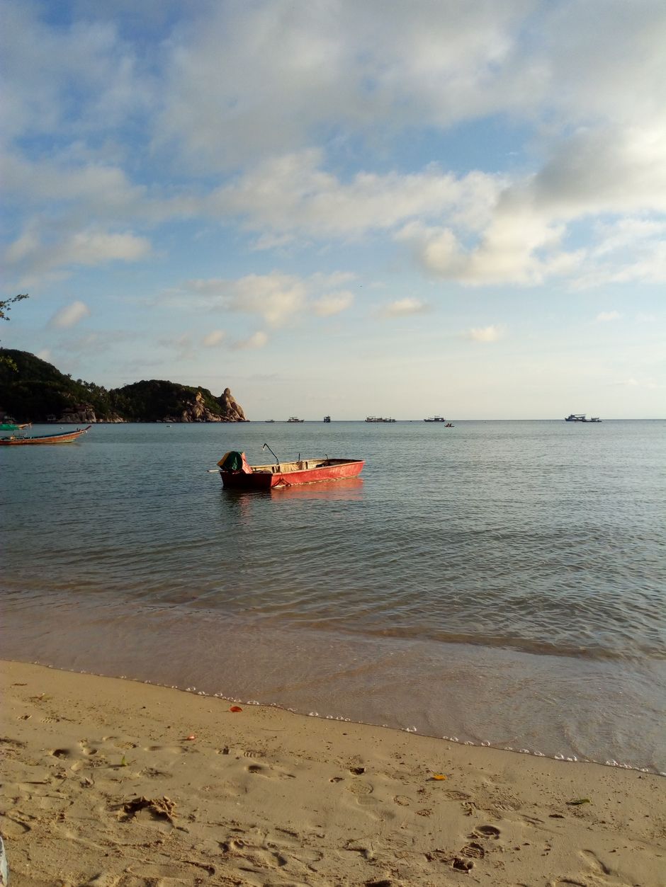 Ko Tao, Strand, Sonnenuntergang, Boot