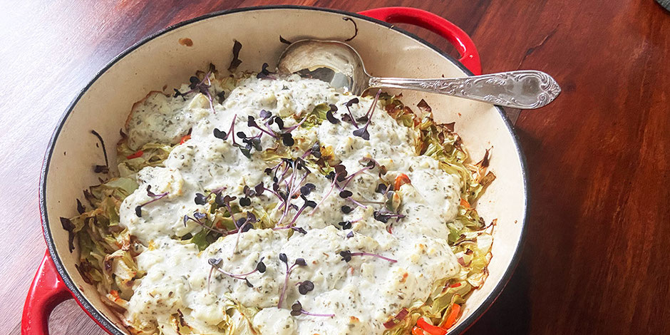 Kerstins Keto, Würzige Gemüse-Frittata mit Chinakohl, Blattspinat und Koriander