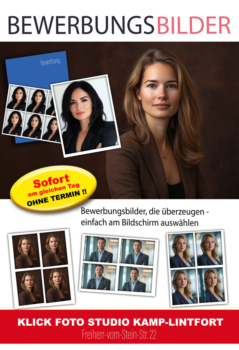 Bewerbung und Passbilder in Kamp-Lintfort , Moers und Rheinberg