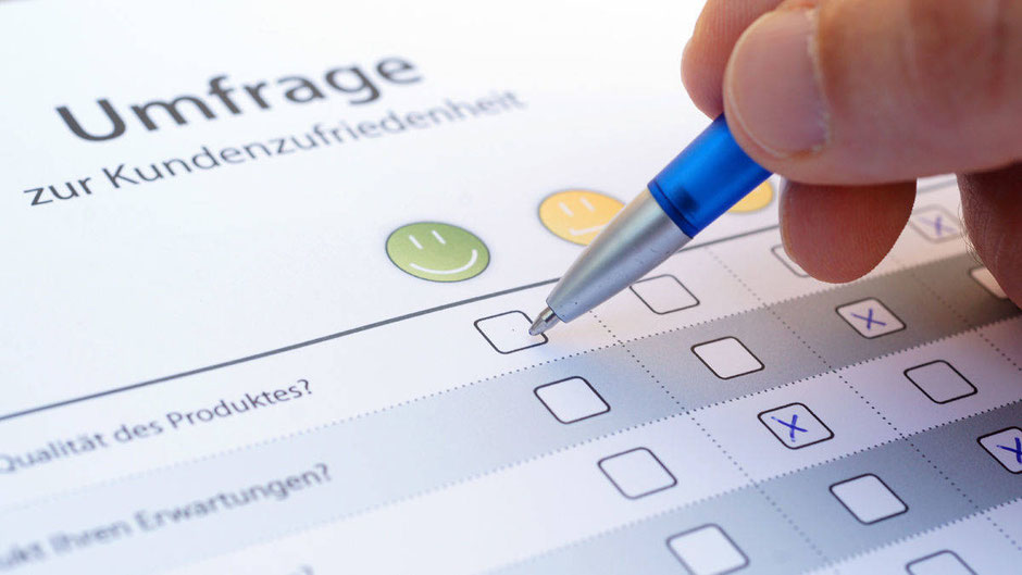 Grossaufnahme von einem Fragebogen mit einem Kugelschreiber