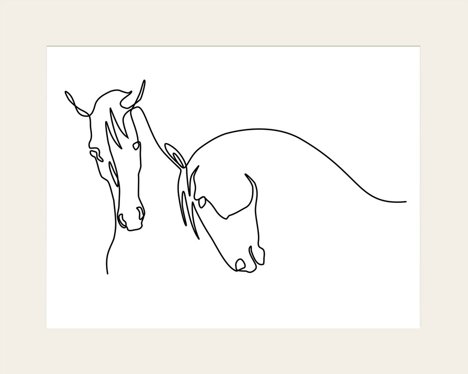 Pferde Line Art Kunstdruck Cheval