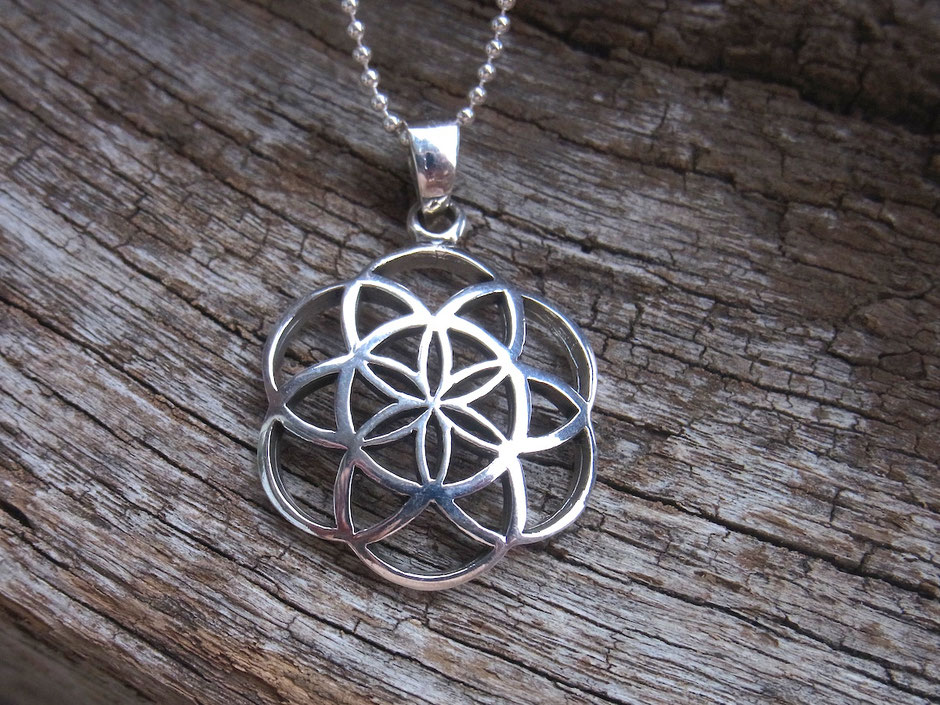 Silberkette mit Same des Lebens Anhänger in Silber - Symbol Schmuck mit Bedeutung 