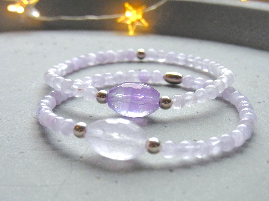 Armbänder mit hell violetten Edelsteinen (Lavendel Amethyst) – SUMAJU