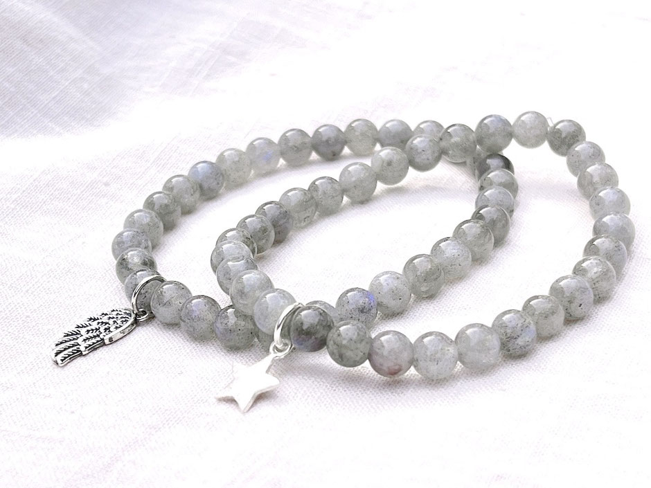 Armbänder mit grauen Edelsteinen – Labradorit, Achat & Turmalinquarz | SUMAJU