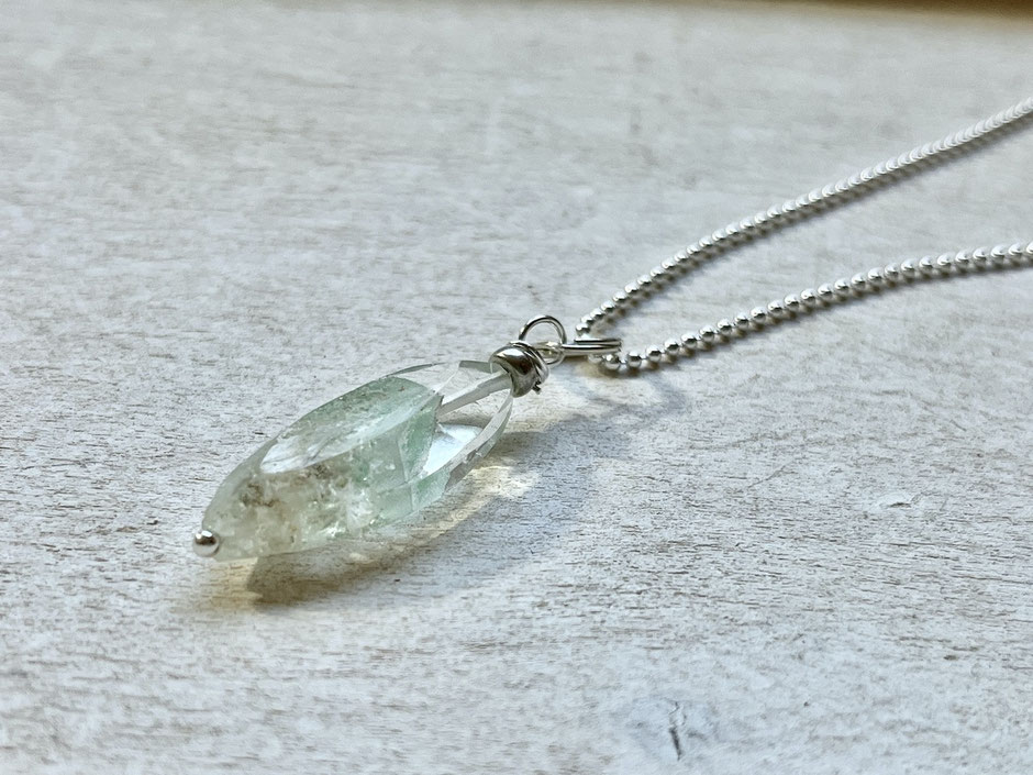 Kette mit Prasiolith Kristall Anhänger in Silber