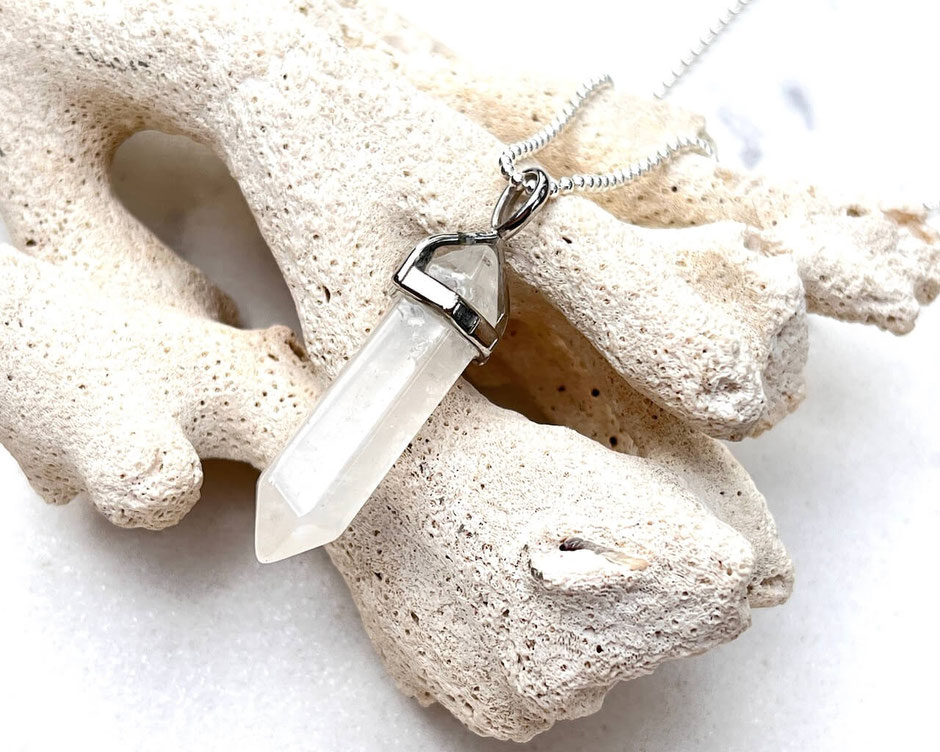 Kette mit Bergkristall Pendel in Silber