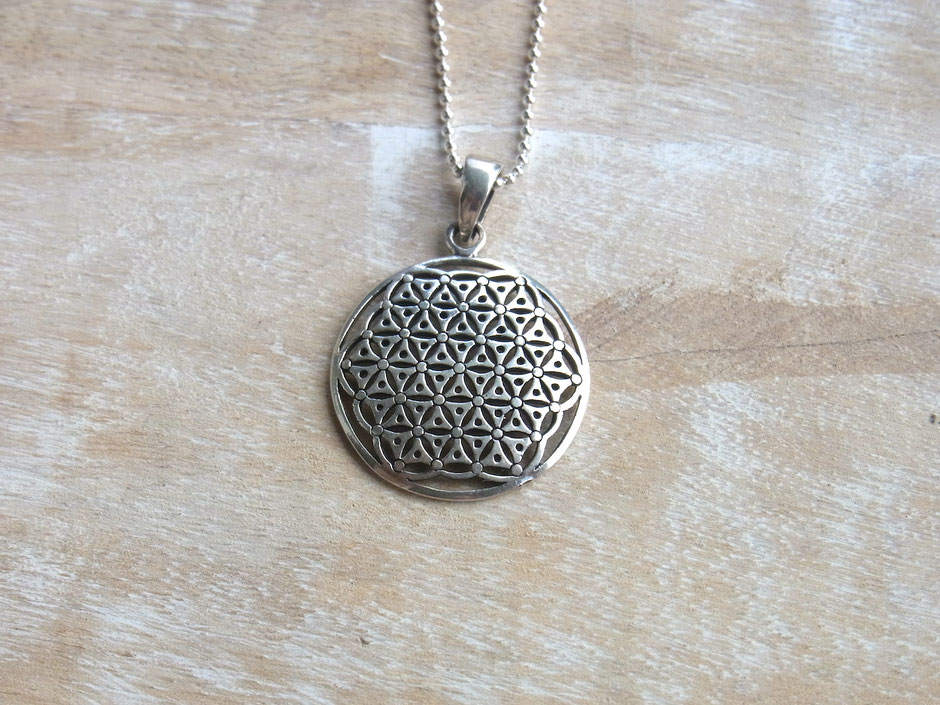 Silberkette mit Blume des Lebens Anhänger aus Silber