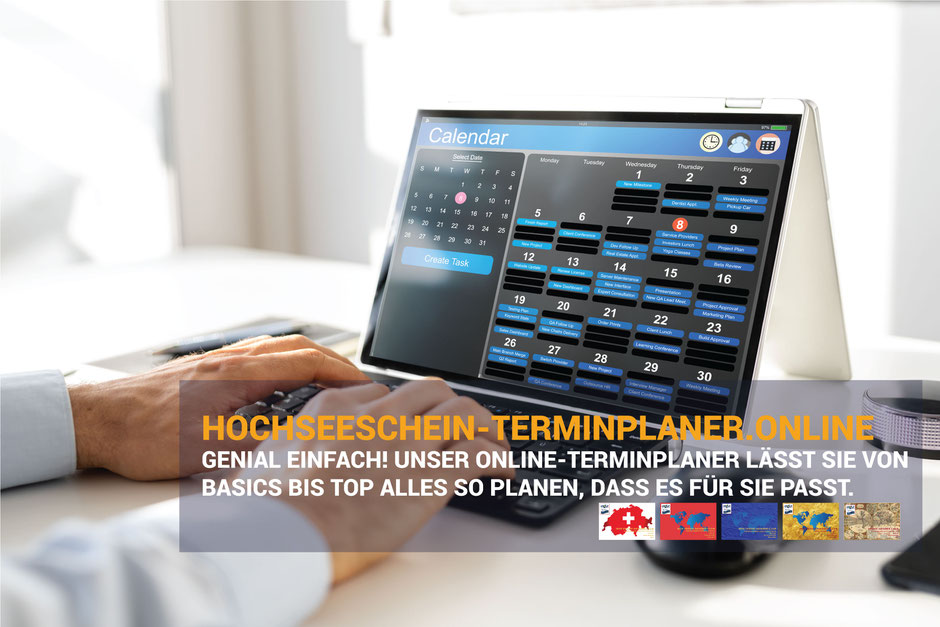 Hochseeschein-Terminplaner.online – digitale Planung aller Hochseeschein-Kurse von Basics bis Top mit flexibler Kalenderansicht.