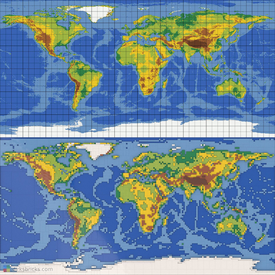 comparison of the LEGO® World Map with the 'real' world