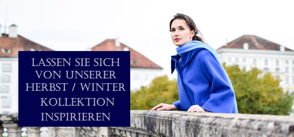Dame im blauen Mantel Herbst/Winter Kollektion