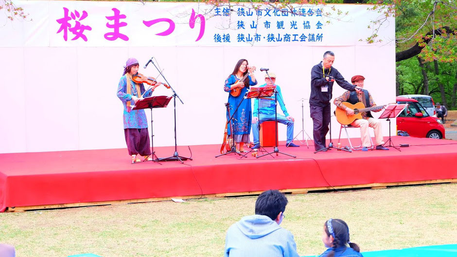 稲荷山公園桜まつりでの演奏、藤ともこの地元です