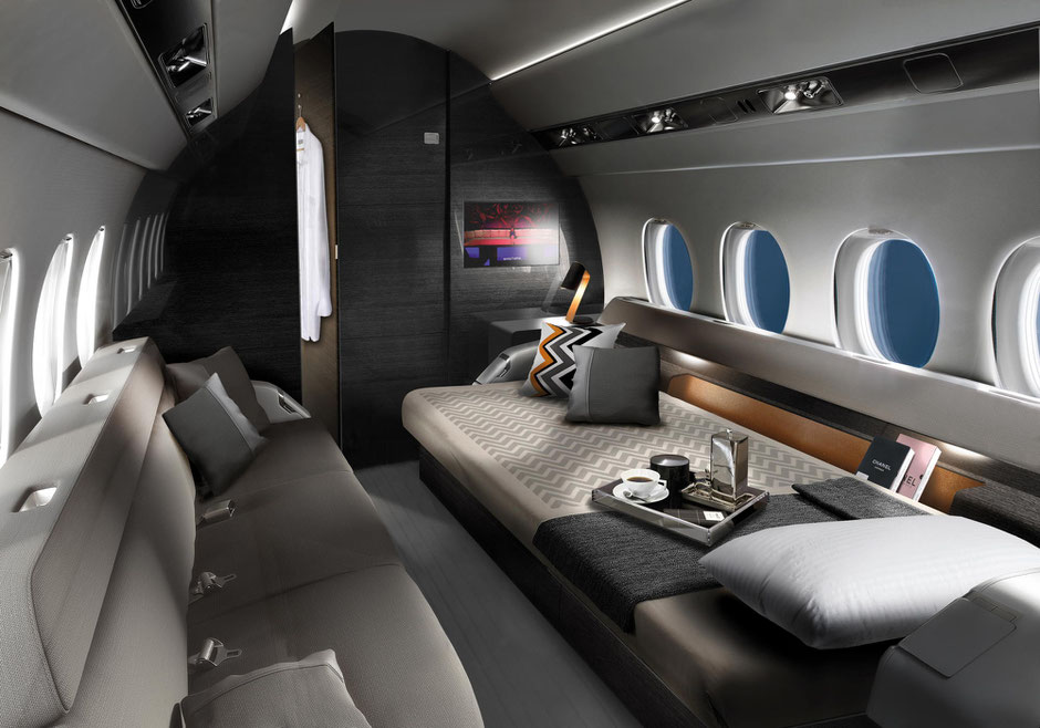 Ein Blick in die geräumige Kabine. Foto: Dassault Aviation
