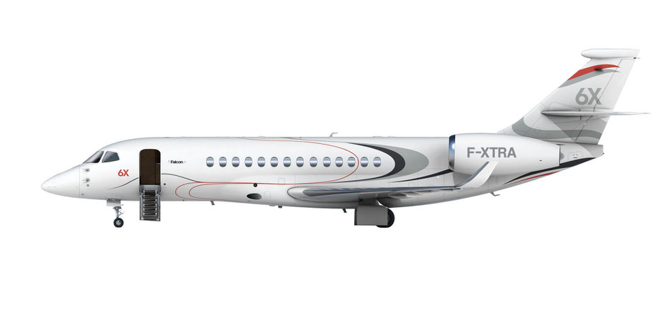 Seitenansicht der Falcon 6X. Grafik: Dassault Aviation
