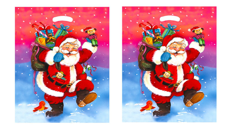 Weihnachtstüte Father Christmas Nikolaus aus LDPE Folie mit Griffloch