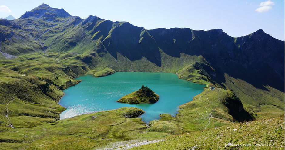 Schrecksee, Bergseen Allgäu, Bergseen Bayern, Mountainlakes Bavaria, Die schönsten Bergseen im Allgäu, die schönsten Bergseen der Alpen, die schönsten Bergseen Deutschlands, die schönsten Bergseen Bayerns, türkiser Bergsee, Bergsee mit Insel