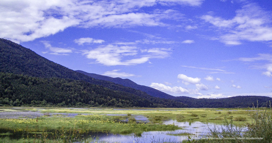 Karstsee, Slowenien, See mit Wolken, Lake with clouds, temporärer See, temporary lake, See bei Cerknica, Zirknitzer See, See bei Zirknitz