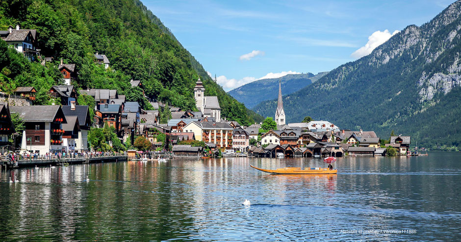 Hallstatt, Hallstätter See, Plättenfahrt, Schifffahrt, Kalendermotiv, Naturjuwele, Schönheit, Gebäude