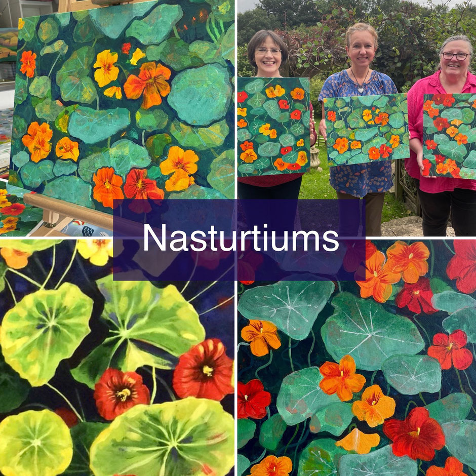 Paint Nasturtiums in acrylics